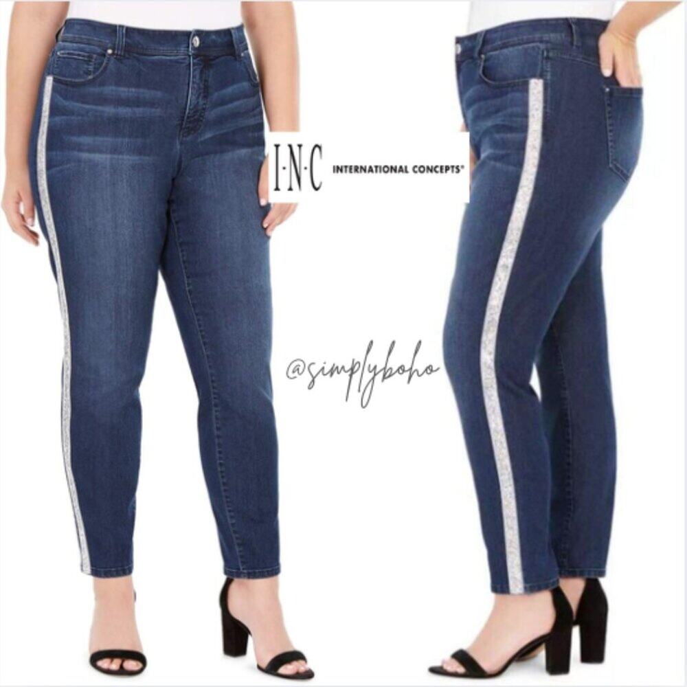 NEW - INC International Concepts Women's Embellished Skinny Jeans PLUS SZ 16/34